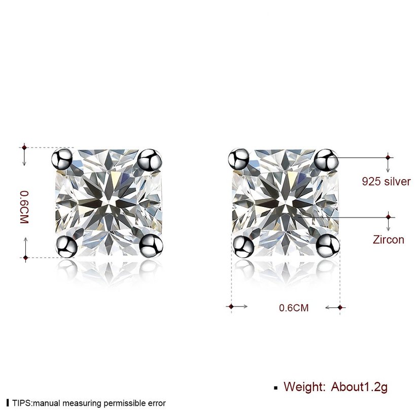 Wholesale Classical  Female square Crystal Zircon Stone Earrings Fashion Silver Color Jewelry Vintage Stud Earrings For Women TGSLE114 5