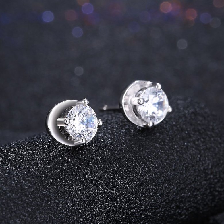 Wholesale jewelry China Simple Fashion AAA Zircon Round Small Stud Earrings Wedding 925 Sterling Silver Earring for Women Gift TGSLE116 1