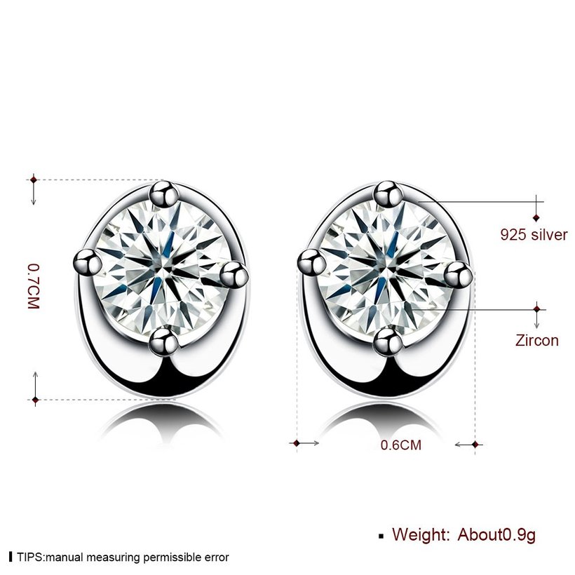 Wholesale jewelry China Simple Fashion AAA Zircon Round Small Stud Earrings Wedding 925 Sterling Silver Earring for Women Gift TGSLE116 5