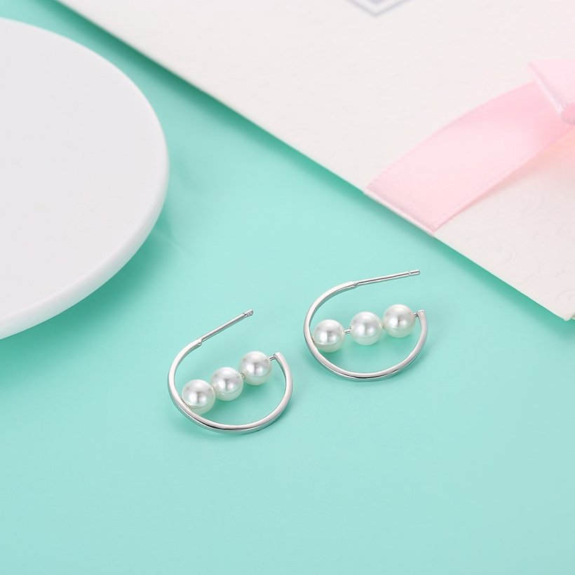 Wholesale New Korean Simple Design Twisted Pearl Earring 925 Sterling Silver Geometric Irregular Earrings for Women Girls Jewelry TGSLE126 2