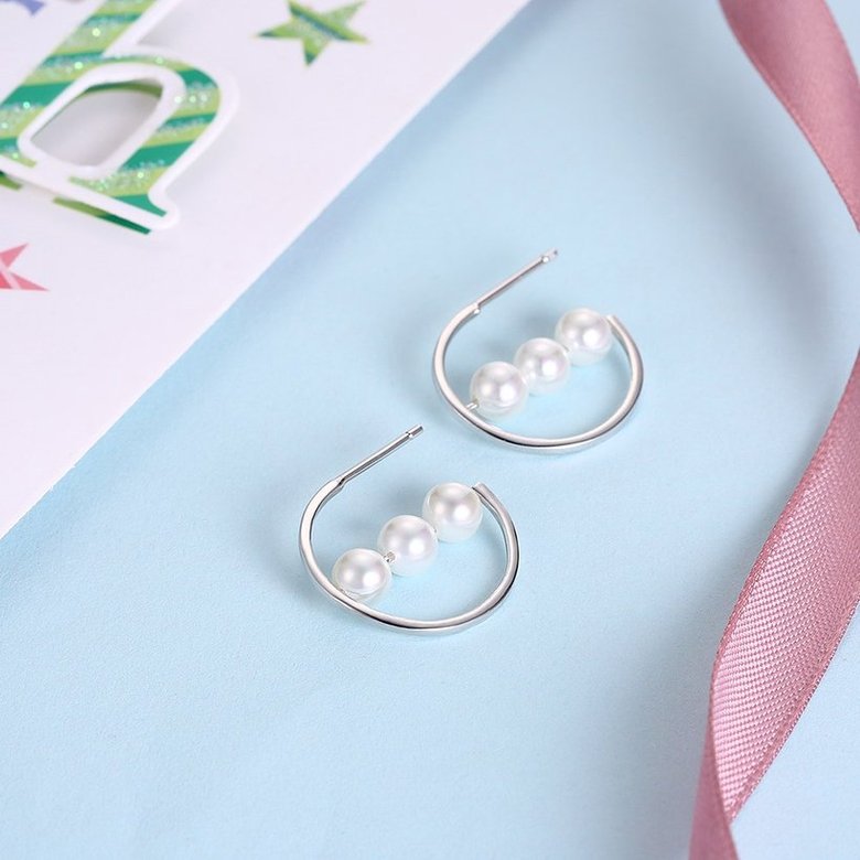 Wholesale New Korean Simple Design Twisted Pearl Earring 925 Sterling Silver Geometric Irregular Earrings for Women Girls Jewelry TGSLE126 3