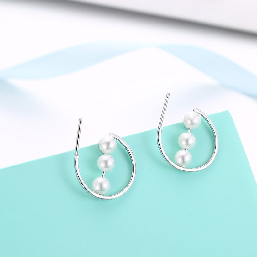 Wholesale New Korean Simple Design Twisted Pearl Earring 925 Sterling Silver Geometric Irregular Earrings for Women Girls Jewelry TGSLE126 4