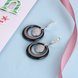 Wholesale Trendy Black circle Ceramic Earrings For Women with AAA shinny circle Zirconia dangle Earring fine Girl gift TGSLE191 2 small