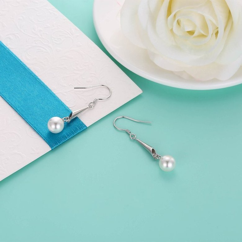 Wholesale Trendy Elegant Pearl Stud Earrings for Women Real 925 Sterling Silver Earrings Fine Jewelry wholesale China TGSLE231 1