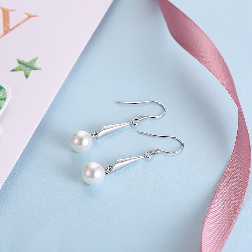 Wholesale Trendy Elegant Pearl Stud Earrings for Women Real 925 Sterling Silver Earrings Fine Jewelry wholesale China TGSLE231 2