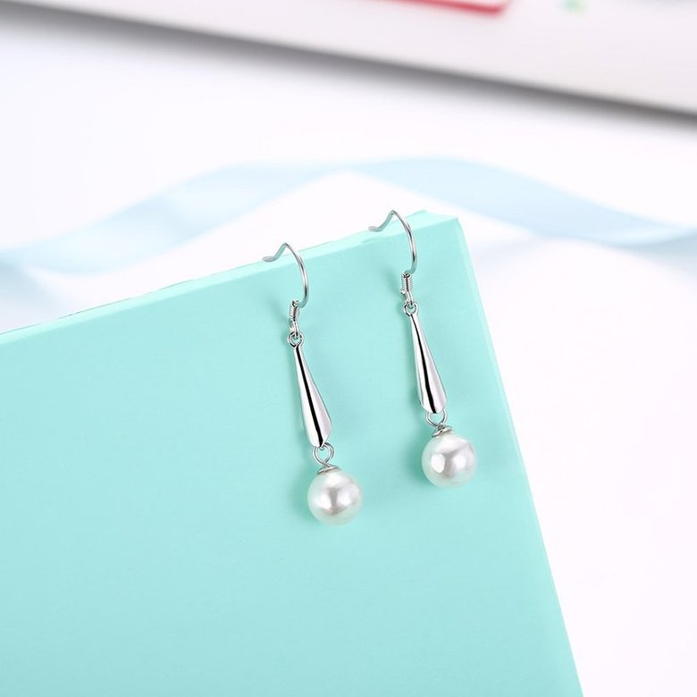 Wholesale Trendy Elegant Pearl Stud Earrings for Women Real 925 Sterling Silver Earrings Fine Jewelry wholesale China TGSLE231 3