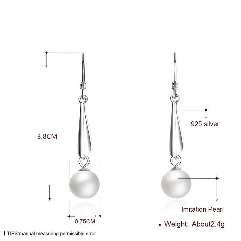 Wholesale Trendy Elegant Pearl Stud Earrings for Women Real 925 Sterling Silver Earrings Fine Jewelry wholesale China TGSLE231 4