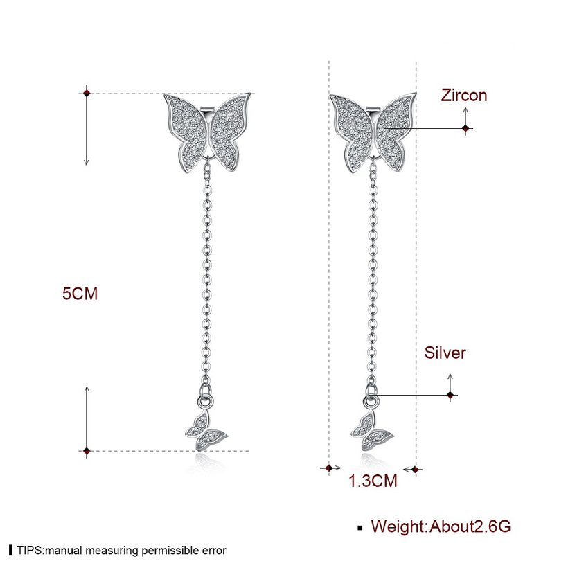 Wholesale Delicate 925 sterling silver Woman earrings fashion long tassel Drop Earring butterfly wedding party jewelry TGSLE015 3