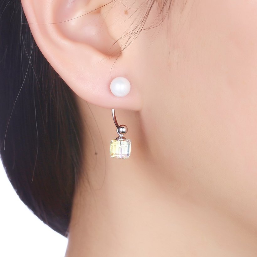 Wholesale Dominated new fashion pearl temperament Women Drop earrings Long tassel fine square crystal Water Drop design earrings Jewelry  TGSLE017 0