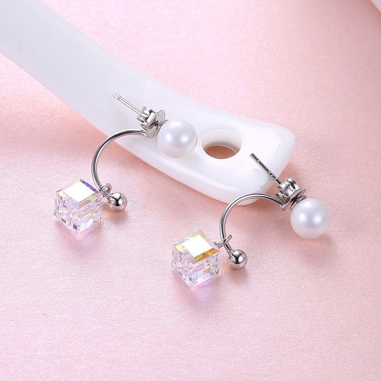 Wholesale Dominated new fashion pearl temperament Women Drop earrings Long tassel fine square crystal Water Drop design earrings Jewelry  TGSLE017 2