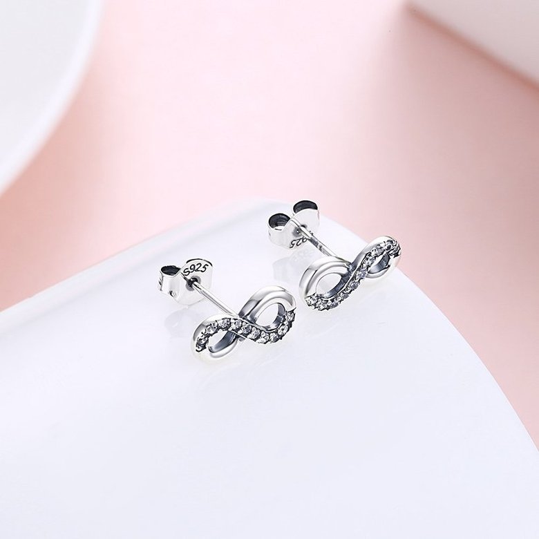 Wholesale Vintage Bowknot Lovely Stud Earrings 100% 925 Sterling Silver Zirconia Small Earrings For Women Birthday Party Jewelry TGSLE031 3