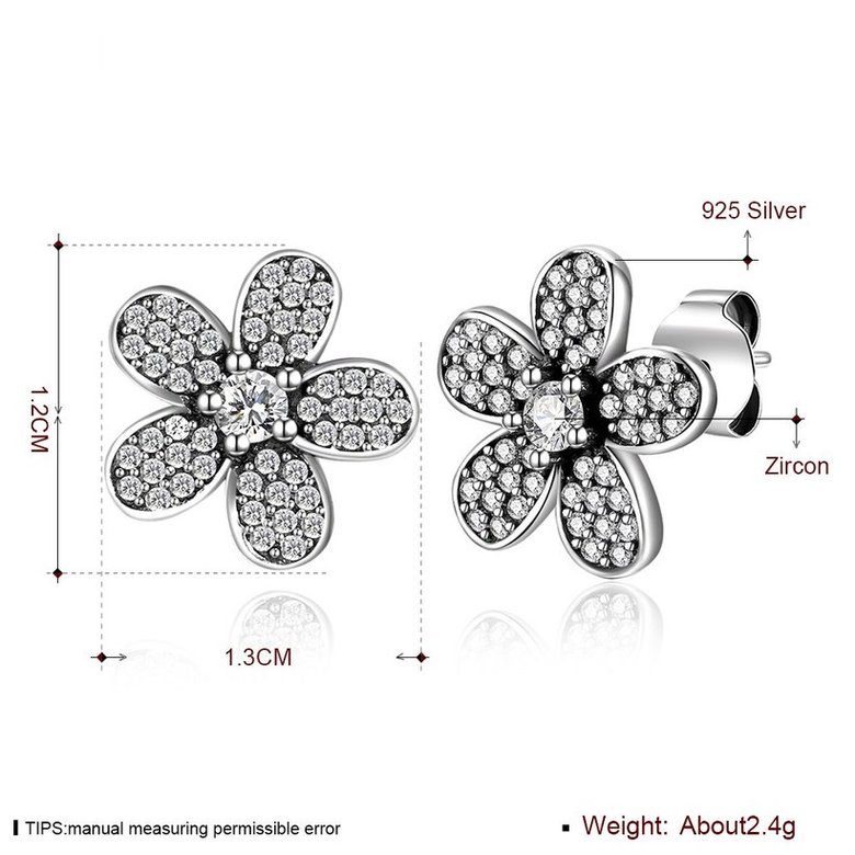 Wholesale Vintage Simple 925 Sterling Silver Crystal Flower Earrings Fashion Elegant crystal Earrings Jewelry  For Lady TGSLE041 3