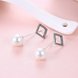 Wholesale Elegant Round Imitation Pearl Dangle Earrings Dazzling square shape CZ Women Wedding Graceful Accessories Fashion Earrings TGSLE045 1 small