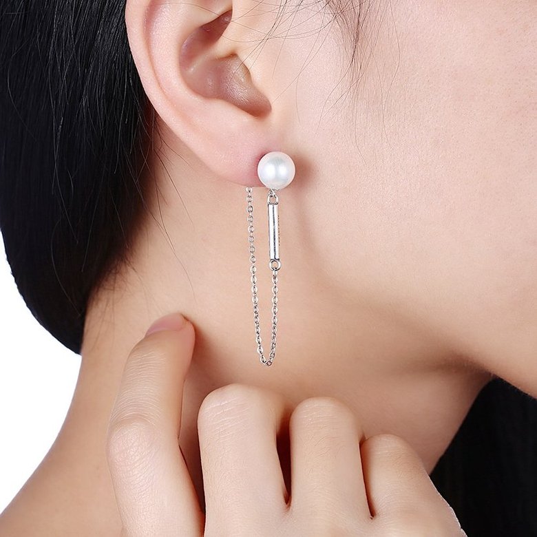 Wholesale Elegant Round Imitation Pearl Dangle Earrings Dazzling tassel chain Women Wedding Graceful Accessories Fashion Earrings TGSLE047 0