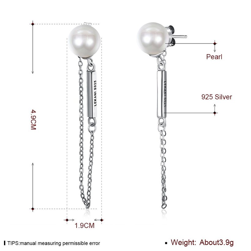 Wholesale Elegant Round Imitation Pearl Dangle Earrings Dazzling tassel chain Women Wedding Graceful Accessories Fashion Earrings TGSLE047 3