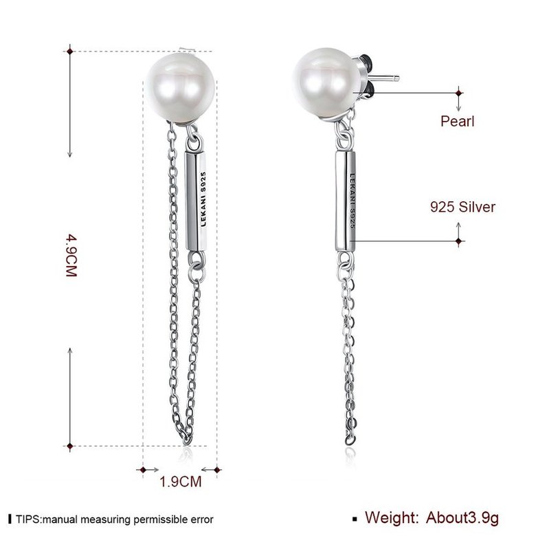 Wholesale Elegant Round Imitation Pearl Dangle Earrings Dazzling tassel chain Women Wedding Graceful Accessories Fashion Earrings TGSLE047 3