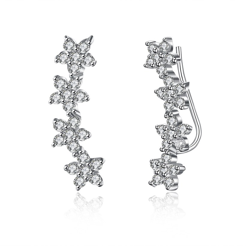 Wholesale Fashion AAA Cubic Zircon Flower Shape 925 Sterling Silver Stud Earrings for Women Popular Wedding Birthday Jewelry Gift TGSLE156 0