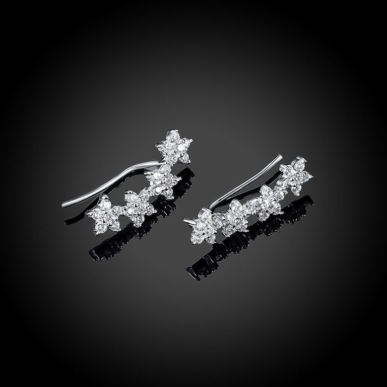 Wholesale Fashion AAA Cubic Zircon Flower Shape 925 Sterling Silver Stud Earrings for Women Popular Wedding Birthday Jewelry Gift TGSLE156 2