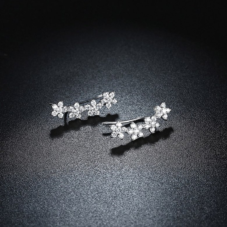 Wholesale Fashion AAA Cubic Zircon Flower Shape 925 Sterling Silver Stud Earrings for Women Popular Wedding Birthday Jewelry Gift TGSLE156 3