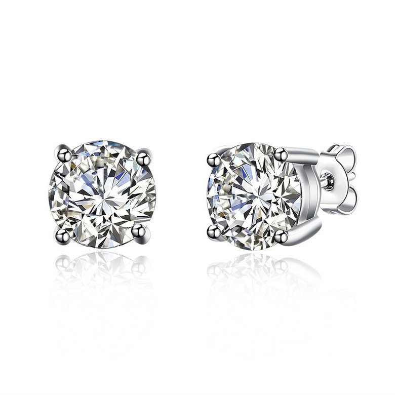 Wholesale Simple Fashion AAA Zircon Crystal Round Small Stud Earrings Wedding 925 Sterling Silver Earring for Women Girls Jewelry Gift TGSLE162 0