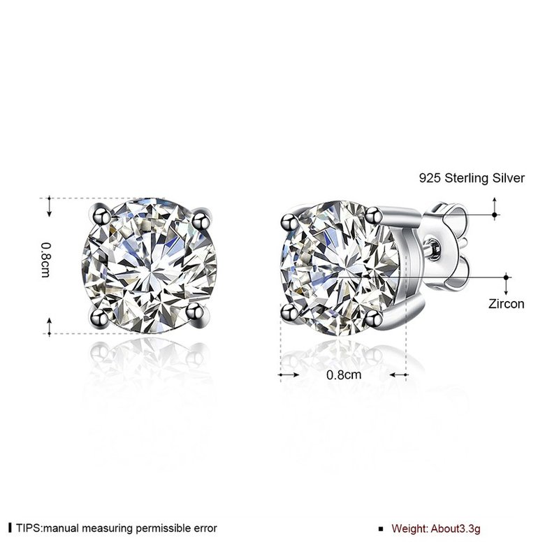 Wholesale Simple Fashion AAA Zircon Crystal Round Small Stud Earrings Wedding 925 Sterling Silver Earring for Women Girls Jewelry Gift TGSLE162 1