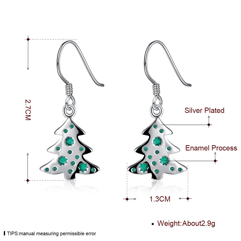 Wholesale Cute Christmas Tree dangle Earrings Silver earring fine Gift For Women Trendy Designer Earings  TGSPDE356 0