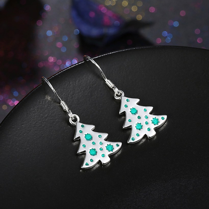 Wholesale Cute Christmas Tree dangle Earrings Silver earring fine Gift For Women Trendy Designer Earings  TGSPDE356 2