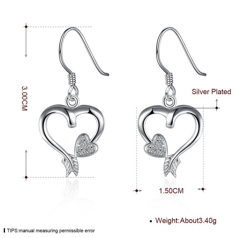 Wholesale Romantic Silver Heart White CZ Dangle Earring for delicate high quality wedding fine jewelry gift TGSPDE035 0