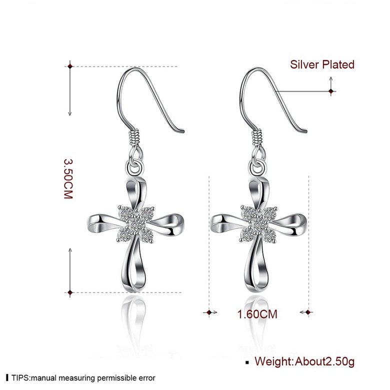 Wholesale Romantic Silver Bowknot White Dangle Earring Crystal Cross Dangle Earrings For Women New Trend Lady Fashion Jewelry  TGSPDE053 0