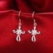 Wholesale Romantic Silver Bowknot White Dangle Earring Crystal Cross Dangle Earrings For Women New Trend Lady Fashion Jewelry  TGSPDE053 2 small