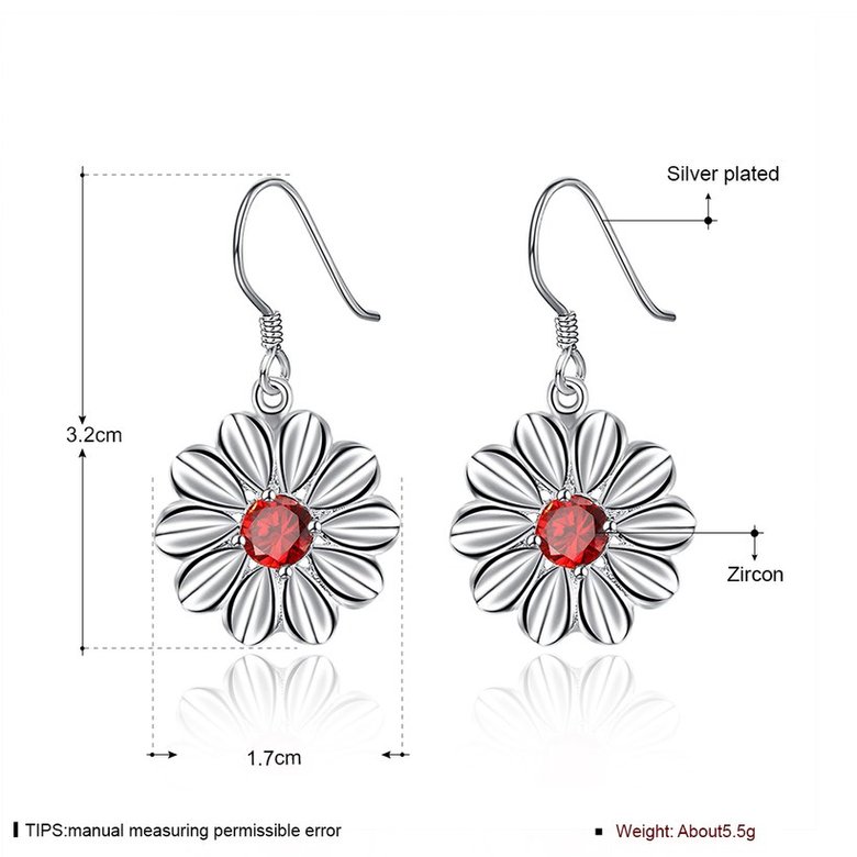 Wholesale Trendy Silver Plated red CZ Dangle Earring Purity Little Daisy Stud Earrings For Women wholesale jewelry  TGSPDE059 0