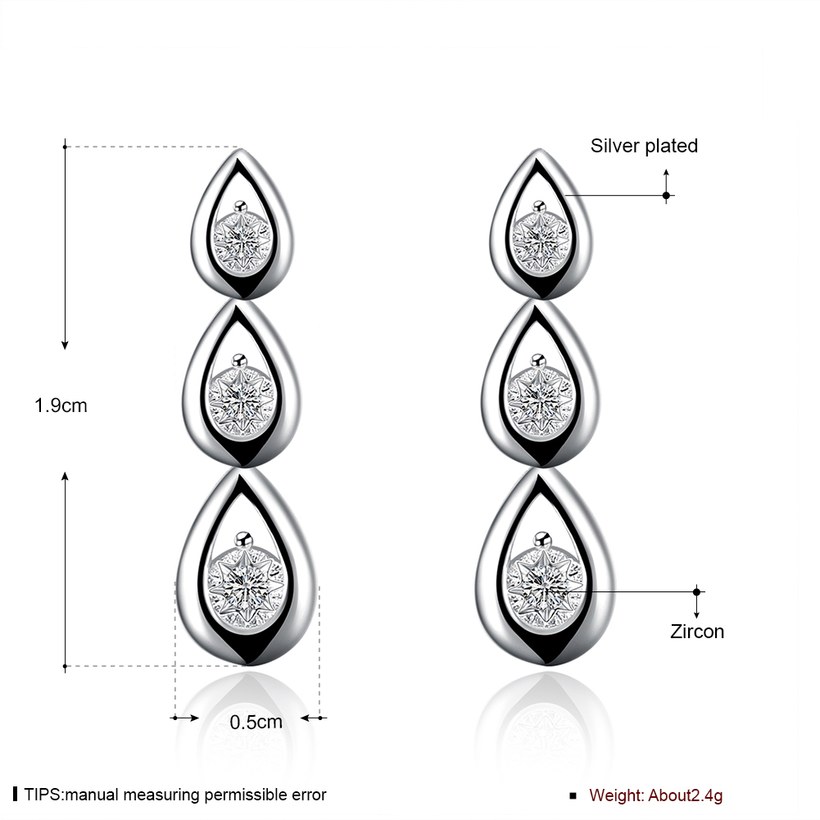 Wholesale New Arrival Silver Water Drop White  Cubic Zirconia CZ Dangle Earring Wedding Drop Earrings Bridal or Bridesmaid Jewelry TGSPDE075 0