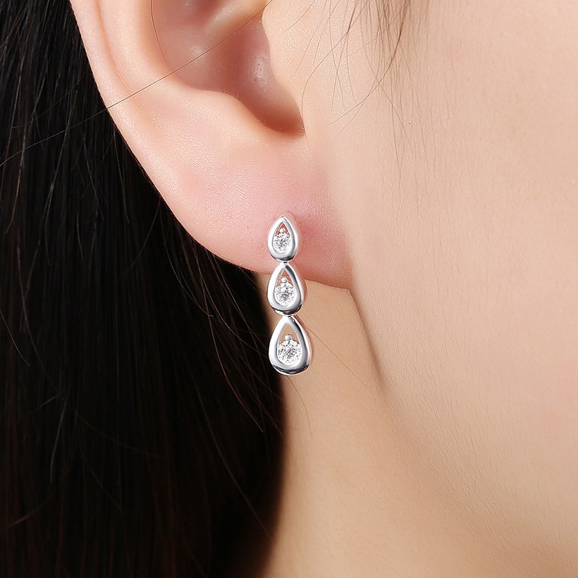 Wholesale New Arrival Silver Water Drop White  Cubic Zirconia CZ Dangle Earring Wedding Drop Earrings Bridal or Bridesmaid Jewelry TGSPDE075 4