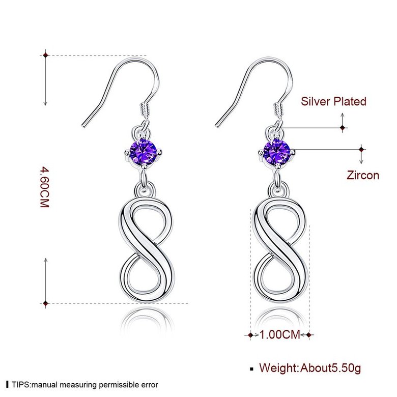 Wholesale Big purple Crystal earrings silver plated long Dangle earrings for women wedding jewelry fine gift for girlfriend TGSPDE090 0
