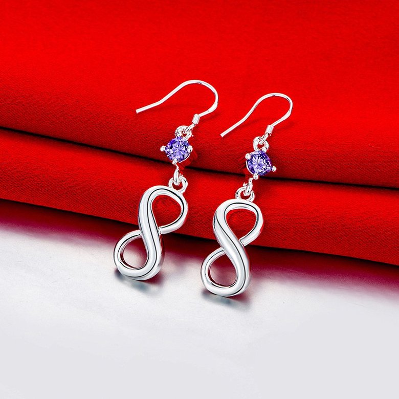 Wholesale Big purple Crystal earrings silver plated long Dangle earrings for women wedding jewelry fine gift for girlfriend TGSPDE090 1