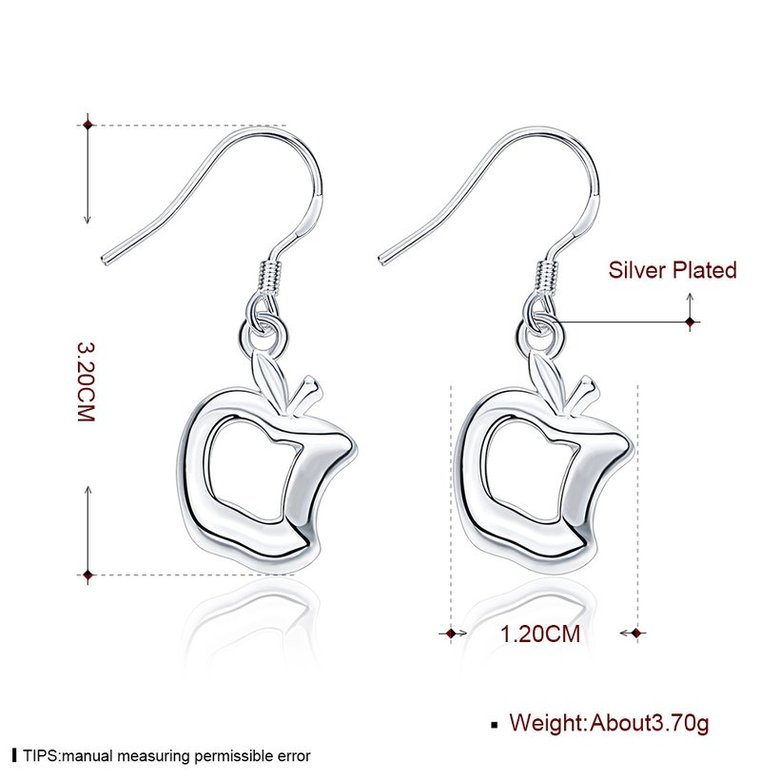 Wholesale Trendy Silver Plated Dangle Earring apple shape Long Dangle Drop Earrings Jewelry Beautiful Gifts  TGSPDE109 0