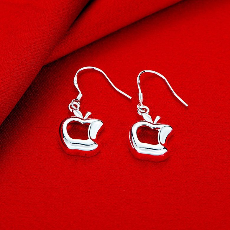 Wholesale Trendy Silver Plated Dangle Earring apple shape Long Dangle Drop Earrings Jewelry Beautiful Gifts  TGSPDE109 2