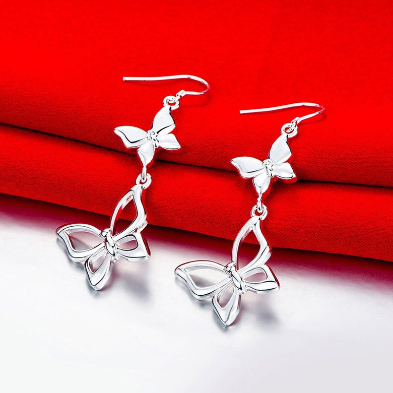 Wholesale New fashion Silver butterfly Dangle Earring For Women high qulity earring jewelry TGSPDE115 1