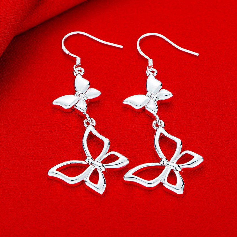 Wholesale New fashion Silver butterfly Dangle Earring For Women high qulity earring jewelry TGSPDE115 2
