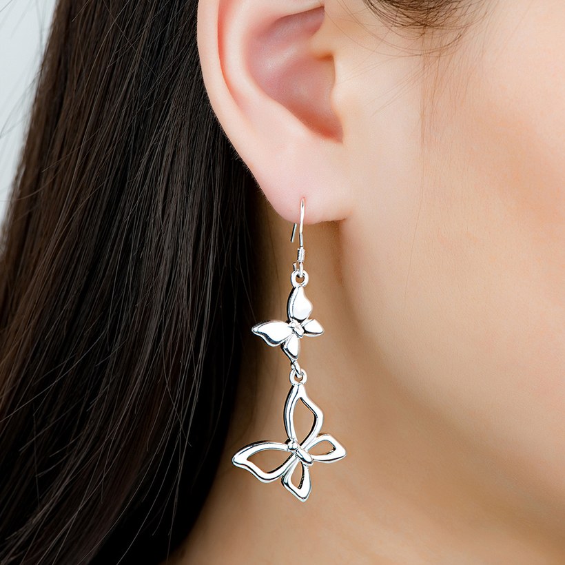 Wholesale New fashion Silver butterfly Dangle Earring For Women high qulity earring jewelry TGSPDE115 3