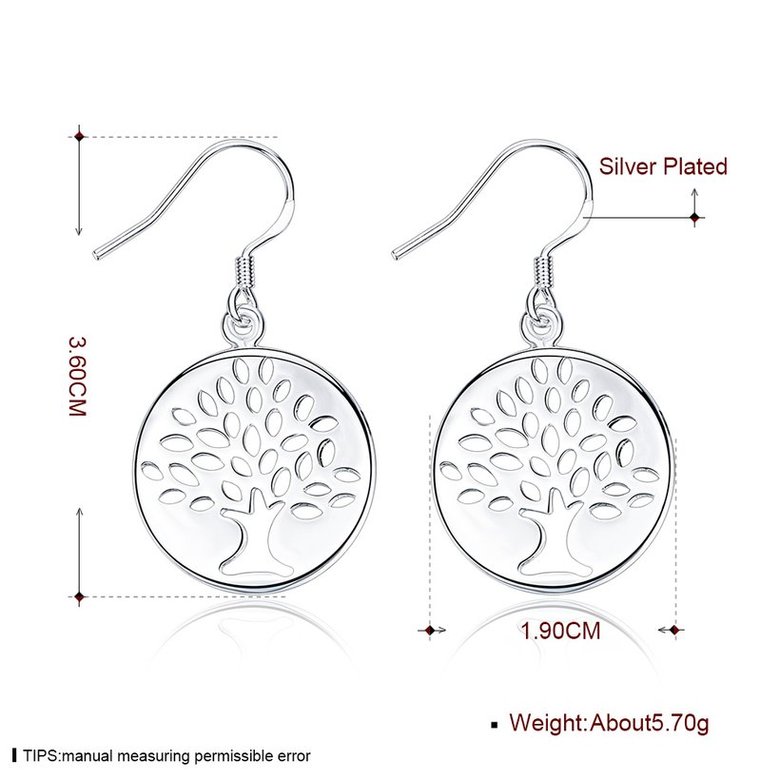Wholesale Trendy Silver Plant Dangle Earring Tassel Vintage Tree of Life Long Dangle Earrings For Women Engagement Wedding party Jewelry TGSPDE123 0