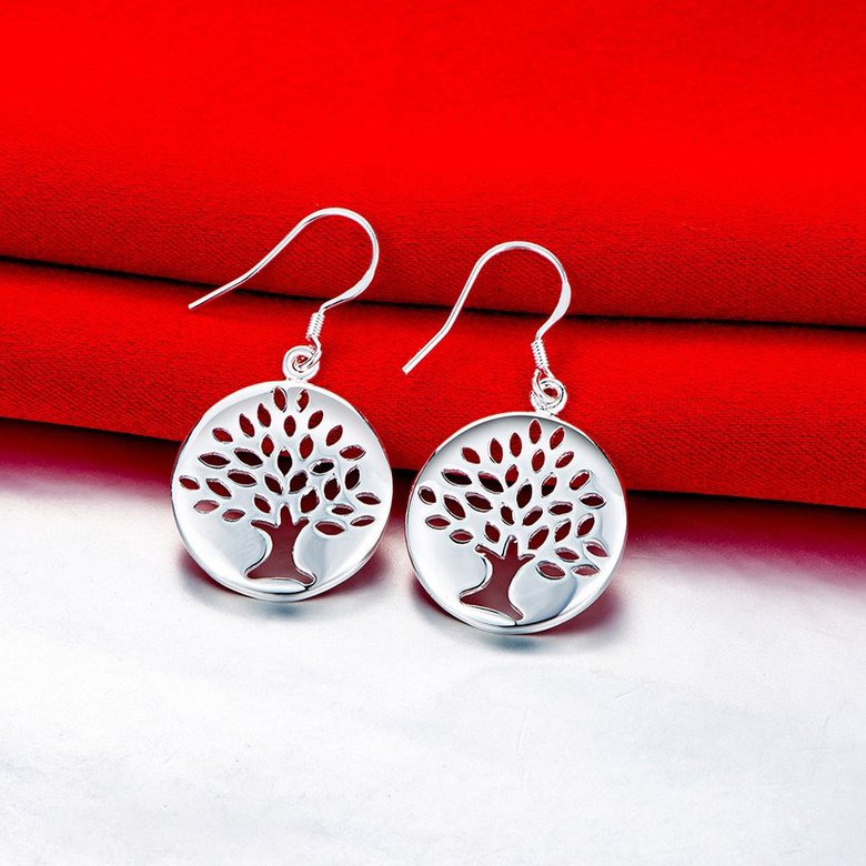 Wholesale Trendy Silver Plant Dangle Earring Tassel Vintage Tree of Life Long Dangle Earrings For Women Engagement Wedding party Jewelry TGSPDE123 1