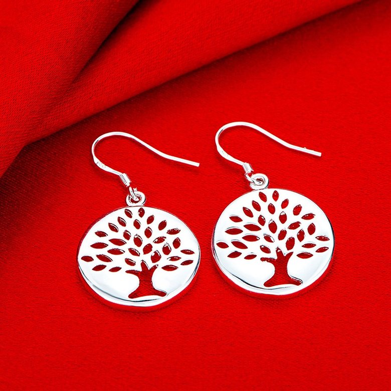 Wholesale Trendy Silver Plant Dangle Earring Tassel Vintage Tree of Life Long Dangle Earrings For Women Engagement Wedding party Jewelry TGSPDE123 2