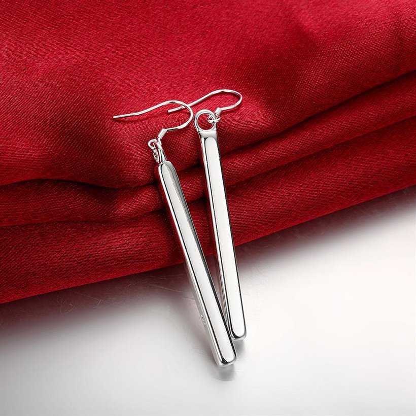 Wholesale Popular Silver plated classic rectangular Dangle Earring for women lady hoop wedding gift Jewelry holiday party gifts  TGSPDE150 2