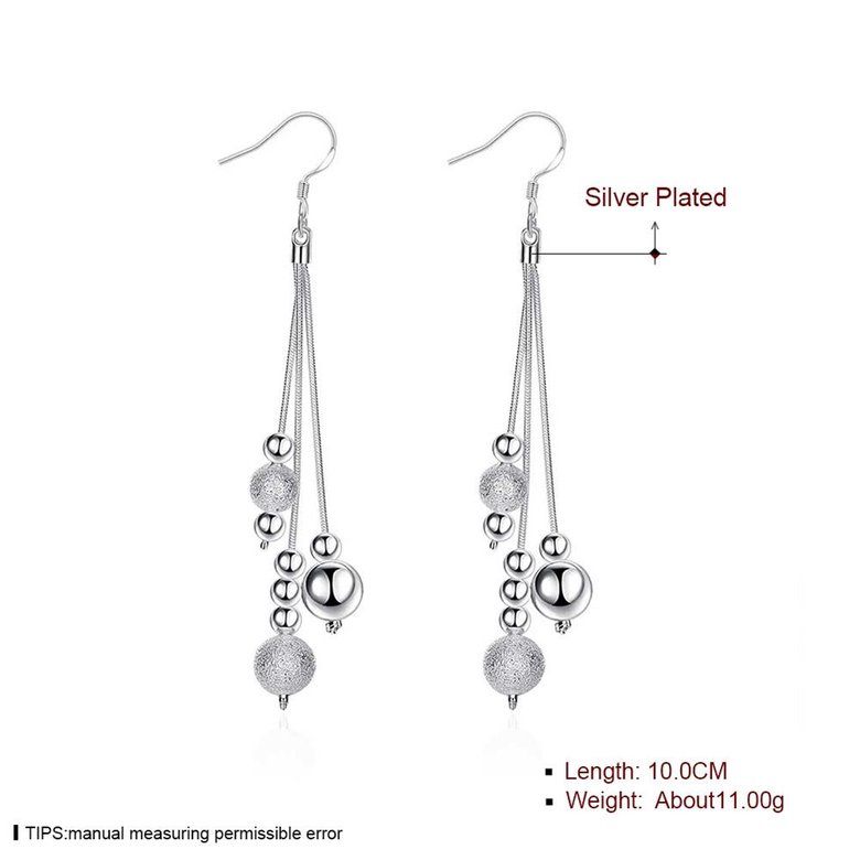 Wholesale Trendy Silver Water Drop Dangle Earring Three Line Bead Long Drop Earrings For Women Valentine'S Day Earring Jewelry Top Quality TGSPDE154 0