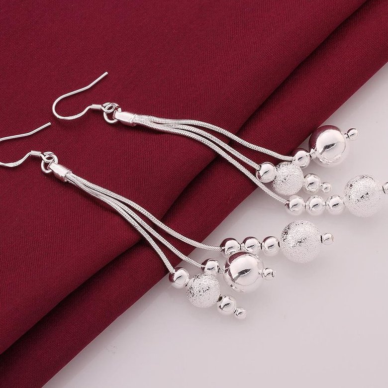 Wholesale Trendy Silver Water Drop Dangle Earring Three Line Bead Long Drop Earrings For Women Valentine'S Day Earring Jewelry Top Quality TGSPDE154 1