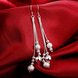 Wholesale Trendy Silver Water Drop Dangle Earring Three Line Bead Long Drop Earrings For Women Valentine'S Day Earring Jewelry Top Quality TGSPDE154 3 small