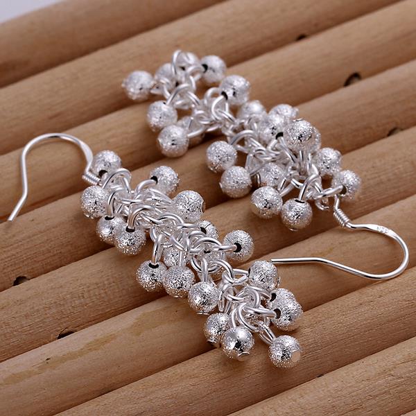 Wholesale silver plated Dangle earrings for women wedding jewelry Long cluster little ball earring TGSPDE156 0