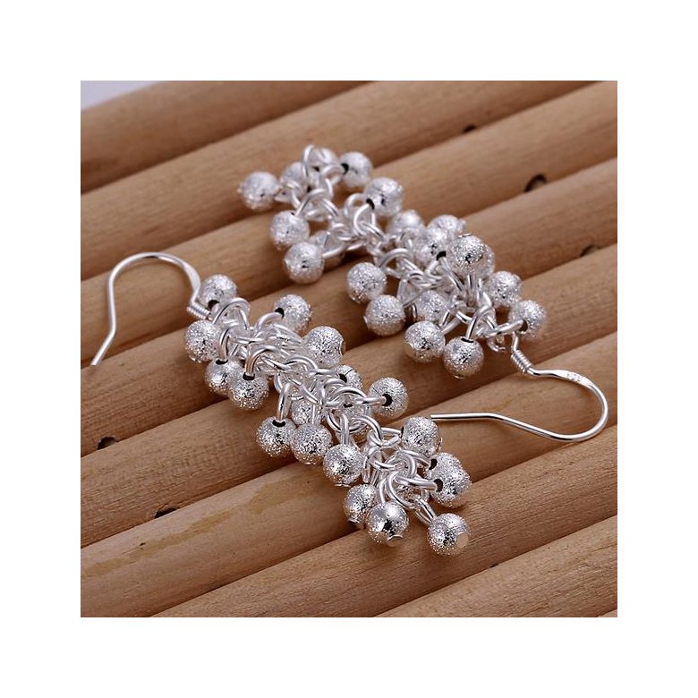 Wholesale silver plated Dangle earrings for women wedding jewelry Long cluster little ball earring TGSPDE156 0