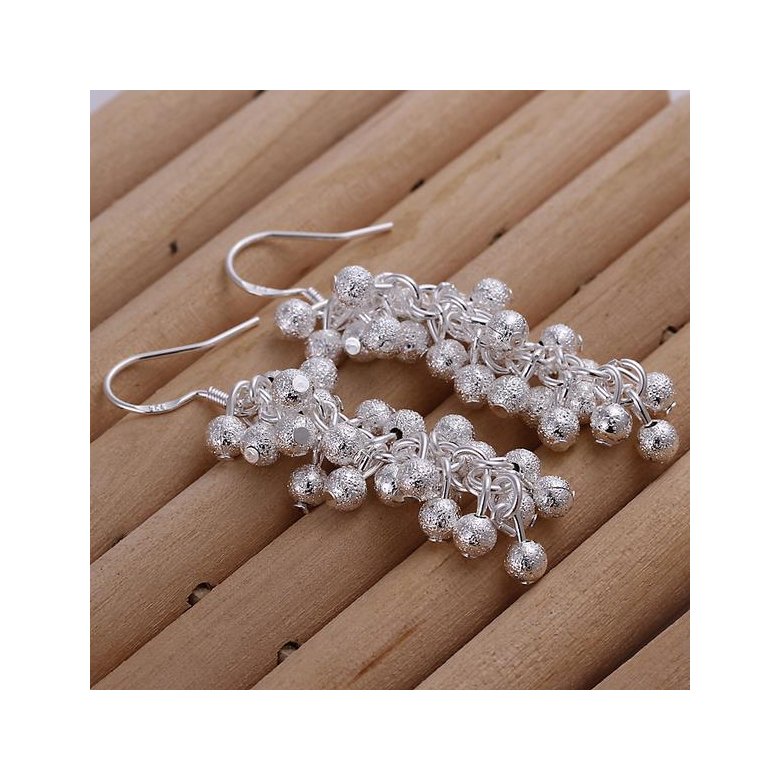 Wholesale silver plated Dangle earrings for women wedding jewelry Long cluster little ball earring TGSPDE156 1